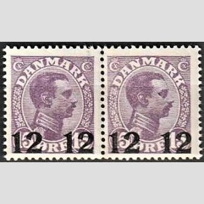 FRIMRKER DANMARK | 1926 - AFA 159 - 12 12/15 re violet Chr. X provisorier i par - Postfrisk