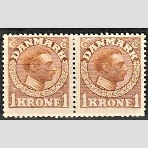 FRIMRKER DANMARK | 1913 - AFA 75 - Chr. X 1 Kr. gulbrun i par - Ubrugt