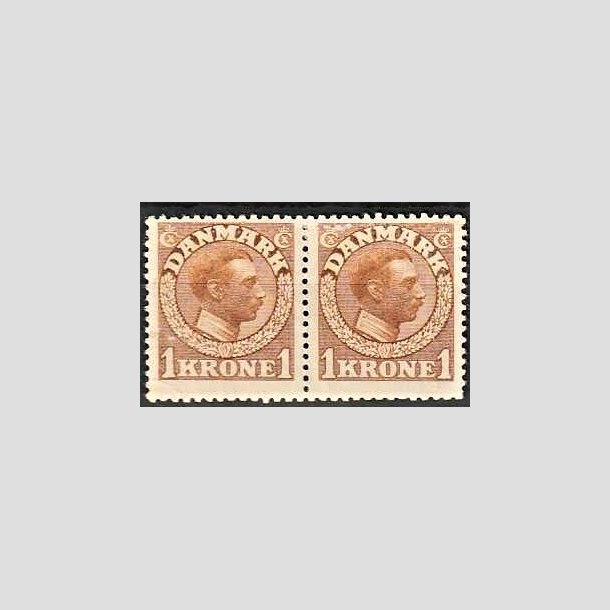 FRIMRKER DANMARK | 1913 - AFA 75 - Chr. X 1 Kr. gulbrun i par - Ubrugt