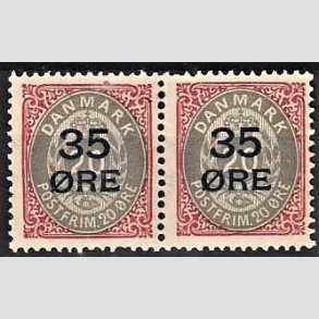 FRIMRKER DANMARK | 1912 - AFA 61 - 35/20 res Provisorier karmin/gr i par - Ubrugt