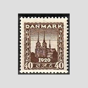 FRIM�RKER DANMARK | 1920-21 - AFA 114 - Genforening 40 �re brun - Postfrisk