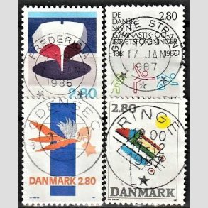 FRIM�RKER DANMARK | 1985 - AFA 845,862,877,891 - Kunst Helge Refn mv. - 2,80 Kr. x 4 flerfarvet - Lux Stemplet