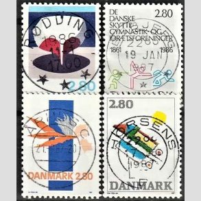 FRIM�RKER DANMARK | 1985 - AFA 845,862,877,891 - Kunst Helge Refn mv. - 2,80 Kr. x 4 flerfarvet - Lux Stemplet