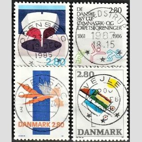 FRIM�RKER DANMARK | 1985 - AFA 845,862,877,891 - Kunst Helge Refn mv. - 2,80 Kr. x 4 flerfarvet - Lux Stemplet