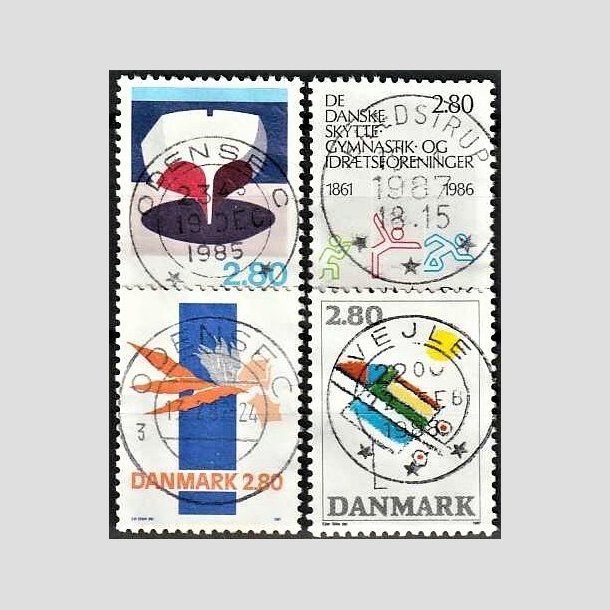 FRIMRKER DANMARK | 1985 - AFA 845,862,877,891 - Kunst Helge Refn mv. - 2,80 Kr. x 4 flerfarvet - Lux Stemplet
