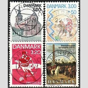 FRIM�RKER DANMARK | 1988 - AFA 906,907,910,935 - Odense By 1000 �r. mv. - 3,00,3,50,3,20,3,20 Kr. flerfarvet - Lux Stemplet