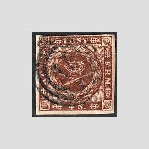 FRIMRKER DANMARK | 1858-62 - AFA 7 - 4 Skilling brun - Stemplet