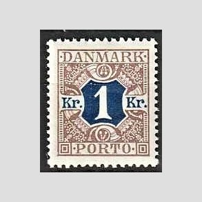 FRIMRKER DANMARK | 1926-27 - AFA 19 - 1 kr. brun/bl - Postfrisk