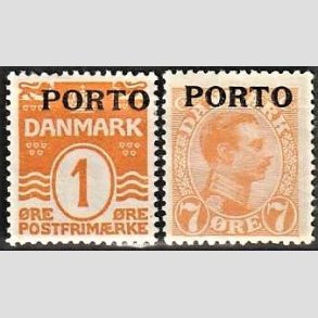 FRIMRKER DANMARK | 1921 - AFA 1,3 - 1 + 7 re orange - Ubrugt