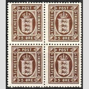 FRIMRKER DANMARK | 1921-23 - AFA 18 - 5 re brun i 4-blok - Postfrisk