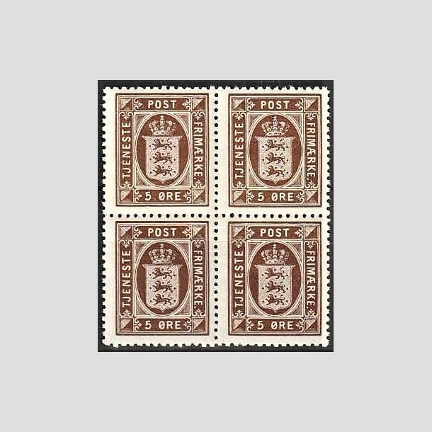 FRIMRKER DANMARK | 1921-23 - AFA 18 - 5 re brun i 4-blok - Postfrisk