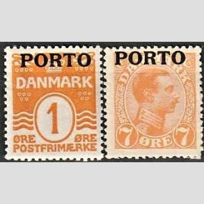 FRIMRKER DANMARK | 1921 - AFA 1,3 - 1 + 7 re orange - Ubrugt