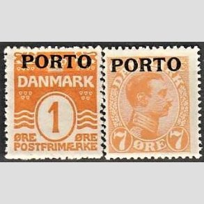 FRIMRKER DANMARK | 1921 - AFA 1,3 - 1 + 7 re orange - Ubrugt