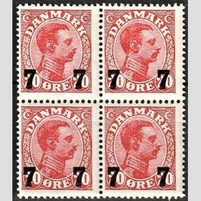 FRIMRKER DANMARK | 1927 - AFA 175 - 7 7/20 re rd provisorier i 4-blok - Postfrisk