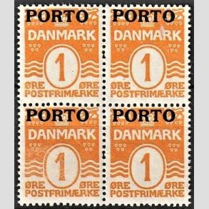 FRIMRKER DANMARK | 1921 - AFA 1 - 1 re orange i 4-blok - Postfrisk