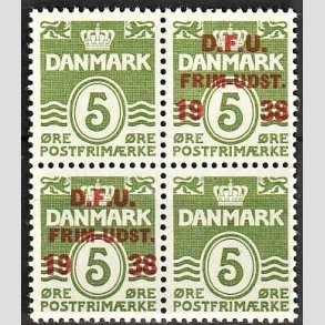 FRIMRKER DANMARK | 1938 - AFA 245 - D.F.U i 4-blok - Postfrisk