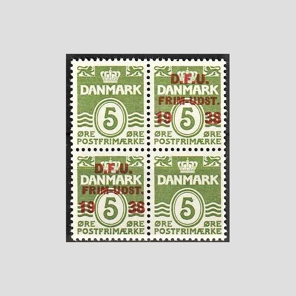 FRIMRKER DANMARK | 1938 - AFA 245 - D.F.U i 4-blok - Postfrisk