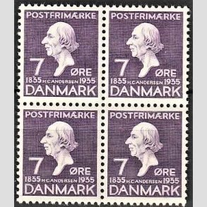 FRIMRKER DANMARK | 1935 - AFA 224 - H. C. Andersen 7 re lilla i 4-blok - Postfrisk