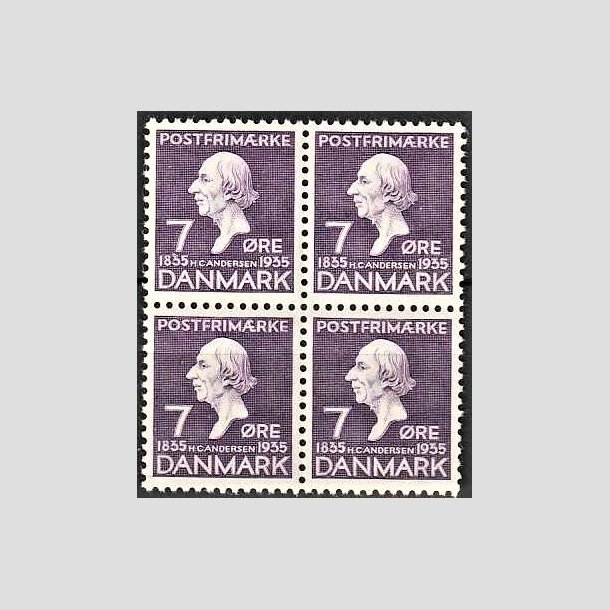 FRIMRKER DANMARK | 1935 - AFA 224 - H. C. Andersen 7 re lilla i 4-blok - Postfrisk