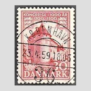 FRIM�RKER DANMARK | 1953-56 - AFA 349 - Kongeriget 1000 �r - 30 �re r�d - Pragt Stemplet
