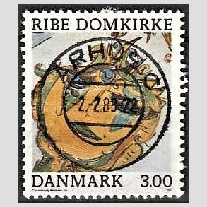 FRIM�RKER DANMARK | 1987 - AFA 879 - Ribe Domkirke - 3,00 Kr. flerfarvet - Pragt Stemplet