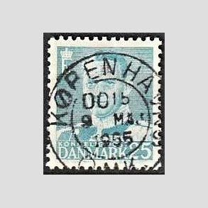 FRIMRKER DANMARK | 1952-53 - AFA 336 - Fr. IX 25 re lysbl - Lux Stemplet
