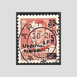 FRIMRKER DANMARK | 1957 - AFA 369 - Ungarnshjlpen - 30 + 5 re orangerd - Pragt Stemplet