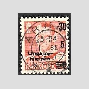 FRIMRKER DANMARK | 1957 - AFA 369 - Ungarnshjlpen - 30 + 5 re orangerd - Pragt Stemplet