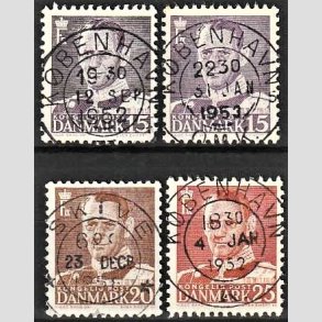 FRIMRKER DANMARK | 1950 - AFA 319,319a,320,321 - Fr. IX 15,15,20,25 re - Lux Stemplet