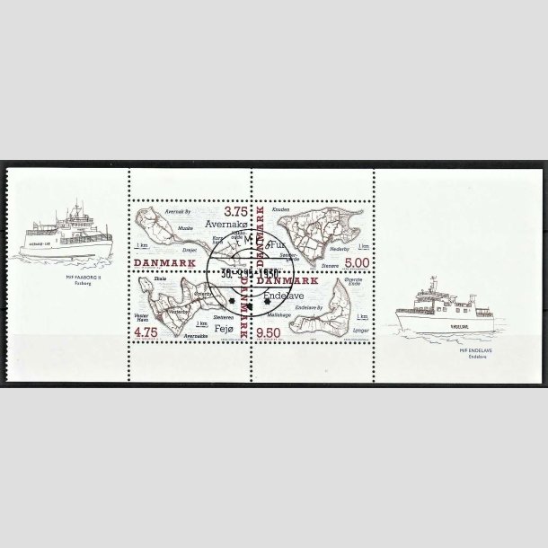 FRIMRKER DANMARK | 1995 - AFA 1090A - Danske smer vignet med Faaborg/Endelave frge - Miniark - Lux Stemplet