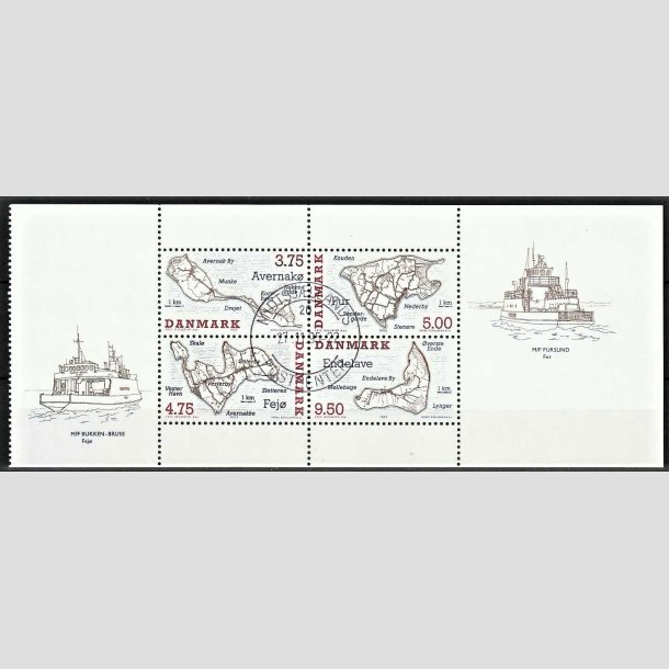 FRIMRKER DANMARK | 1995 - AFA 1090A - Danske smer vignet med Fej/Fur frge - Miniark - Lux Stemplet