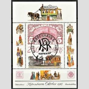 FRIM�RKER DANMARK | 1987 - AFA 889 - Hafnia 87 - 2,80 Kr. flerfarvet Miniark - Lux Stemplet