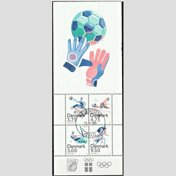 FRIMRKER DANMARK | 1996 - AFA 1115B - Sport - 23,00 kr. Miniark med vignetter med fodbold - Lux Stemplet