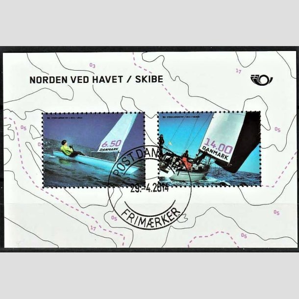 FRIMRKER DANMARK | 2014 - AFA 1780A - Norden ved havet III - 20,50 Kr. flerfarvet Miniark - Pragt Stemplet