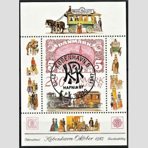 FRIM�RKER DANMARK | 1987 - AFA 889 - Hafnia 87 - 2,80 Kr. flerfarvet Miniark - Lux Stemplet