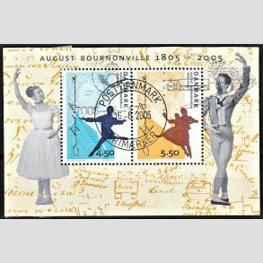 FRIM�RKER DANMARK | 2005 - AFA 1434 - August Bournonville - 10,00 Kr. flerfarvet Miniark - Pragt Stemplet