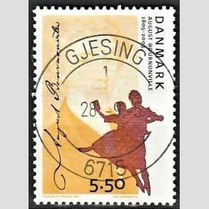 FRIM�RKER DANMARK | 2005 - AFA 1433 - August Bournoneville - 5,50 Kr. flerfarvet - Pragt Stemplet Gjesing