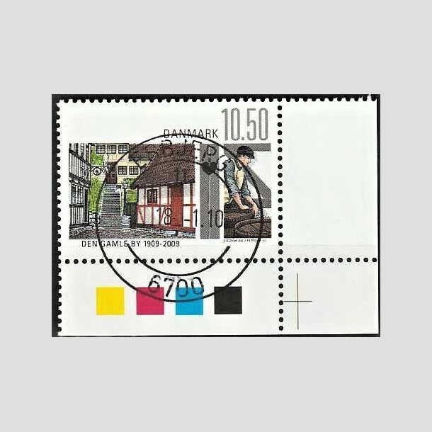 FRIMRKER DANMARK | 2009 - AFA 1566 - Den gamle by - 10,50 Kr. flerfarvet - Pragt Stemplet