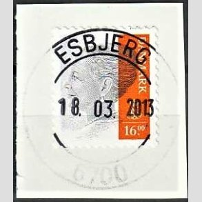FRIMRKER DANMARK | 2013 - AFA 1737 - Dronning Margrethe - 16 Kr. gr/orange - Pragt Stemplet