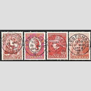 FRIM�RKER DANMARK | 1951-58 - AFA 328,357,365,372 - S�officerskolen 250 �r mv. - 25,30,30,30 �re - Pragt Stemplet