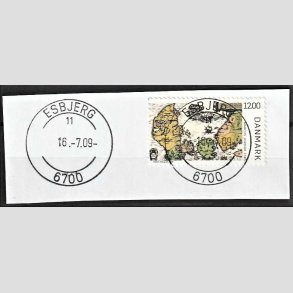 FRIM�RKER DANMARK | 2009 - AFA 1587 - Gamle Danmarkskort - 12,00 Kr. flerfarvet p� flot klip - Lux Stemplet