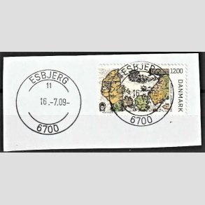 FRIM�RKER DANMARK | 2009 - AFA 1587 - Gamle Danmarkskort - 12,00 Kr. flerfarvet p� flot klip - Lux Stemplet