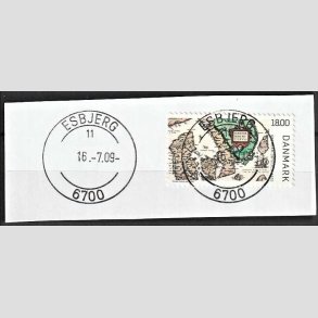 FRIM�RKER DANMARK | 2009 - AFA 1588 - Gamle Danmarkskort - 18,00 Kr. flerfarvet p� flot klip - Lux Stemplet