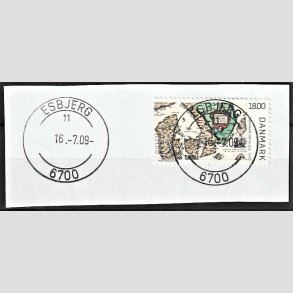FRIM�RKER DANMARK | 2009 - AFA 1588 - Gamle Danmarkskort - 18,00 Kr. flerfarvet p� flot klip - Lux Stemplet
