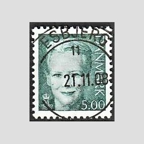 FRIMRKER DANMARK | 2000 - AFA 1245 - Dronning Margrethe II - 5,00 grn - Pragt Stemplet