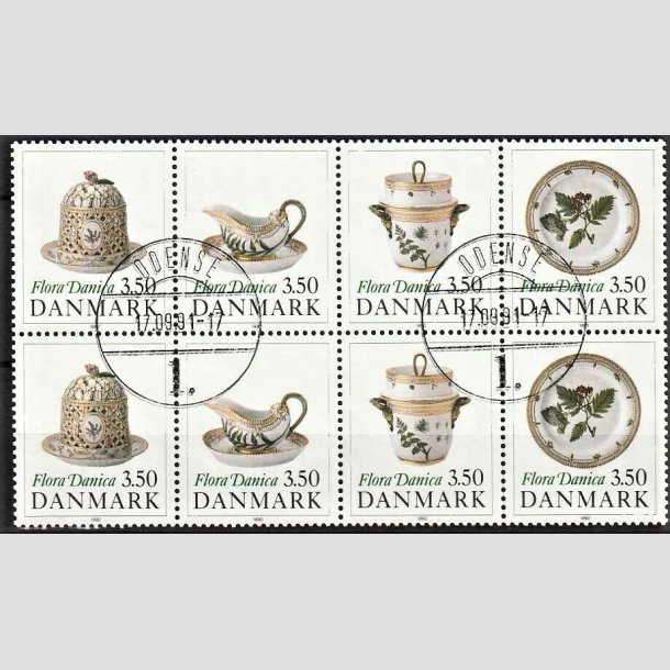 FRIMRKER DANMARK | 1990 - AFA 966-69 - Flora Danica 200 r - 3,50 Kr. i sammentryk flerfarvet - Pragt Stemplet