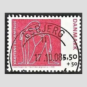 FRIMRKER DANMARK | 2008 - AFA 1529 - Krftens Bekmpelse - 5,50 + 0,50 Kr. flerfarvet - Lux Stemplet Esbjerg