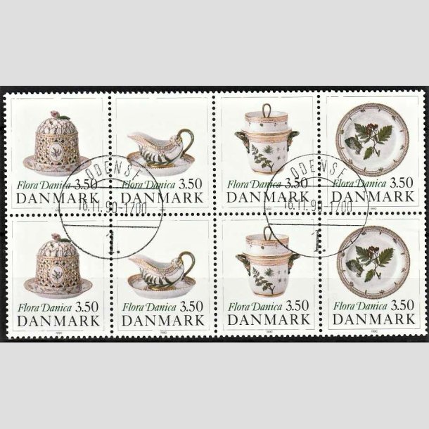 FRIMRKER DANMARK | 1990 - AFA 966-69 - Flora Danica 200 r - 3,50 Kr. i sammentryk flerfarvet - Pragt Stemplet