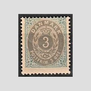FRIM�RKER DANMARK | 1875 - AFA 22y - 3 �re bl�/gr� - Ubrugt