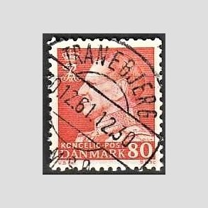 FRIMRKER DANMARK | 1961-62 - AFA 400 - Fr. IX 80 re orangegul - Pragt Stemplet Tranebjerg